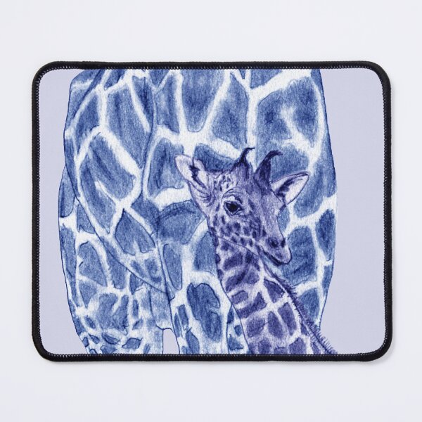 Item preview, Giraffe and giraffe - blue colorized version designed and sold by SylvieG18.