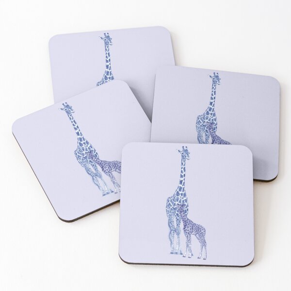 Item preview, Giraffe and giraffe - blue colorized version designed and sold by SylvieG18.