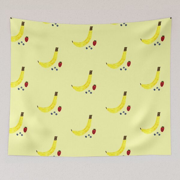 Item preview, Yellow Oil Pastel Abstract Fruit Funny Minimalist Salad Banana Strawberry Blueberry  designed and sold by hopecope.