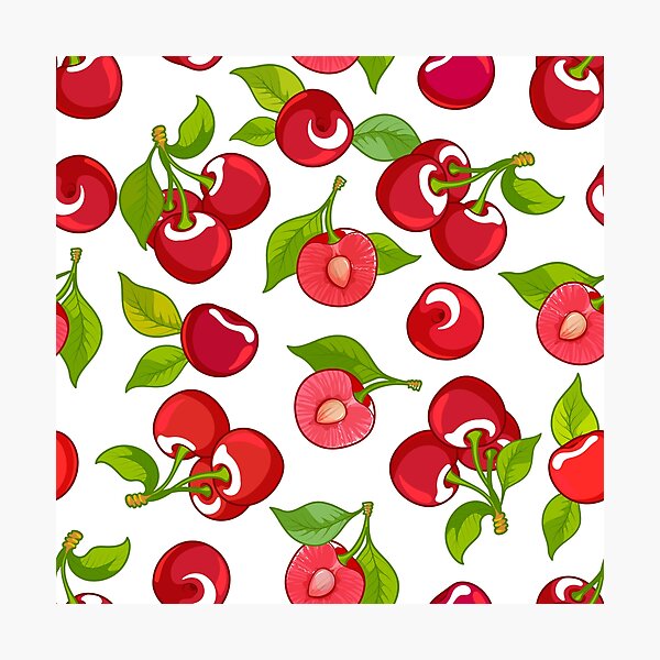 Item preview, Pattern with cherry on a white background. designed and sold by Victoria Kosheleva.