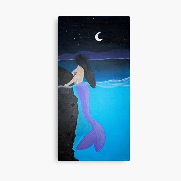 LITTLE MERMAID CHILDREN GIRLS  BEACH SHELLS OCEAN SAND PLAY FANTASY CANVAS ART 