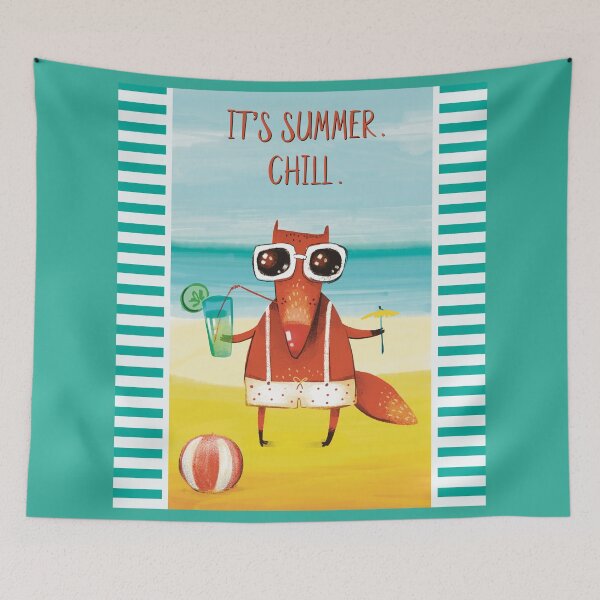 Item preview, It’s summer. Chill. The red fox chillin on the beach designed and sold by marina63.