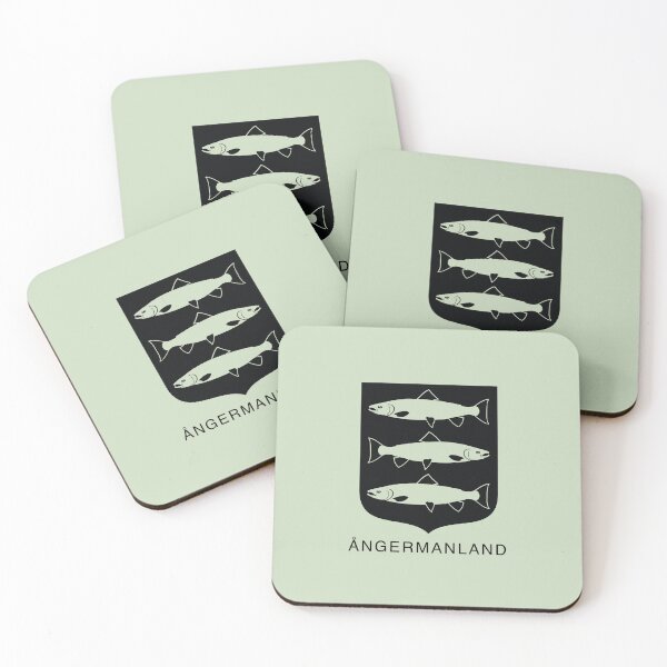 Item preview, Three Fat Salmons, the Coat of Arms of Ångermanland, Sweden, Black Print (Svenska Landskap) designed and sold by Landskapsbutiken .com.