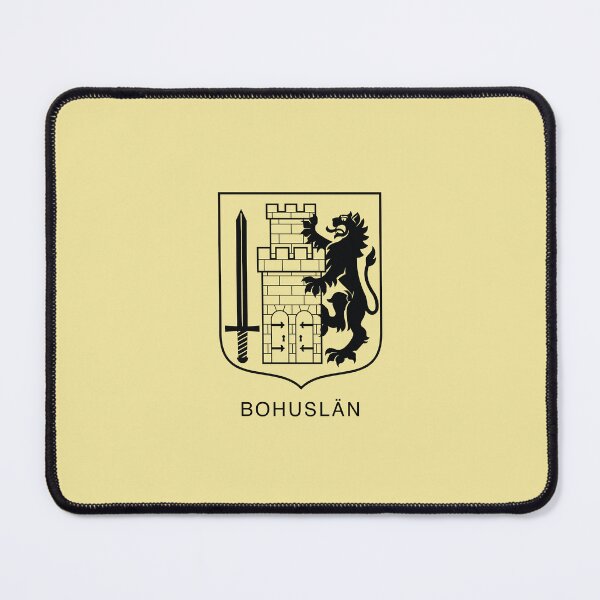 Item preview, Sword and Lion with Tower, the Coat of Arms of Bohuslän, Sweden, Black Print (Svenska Landskap) designed and sold by Landskapsbutiken .com.