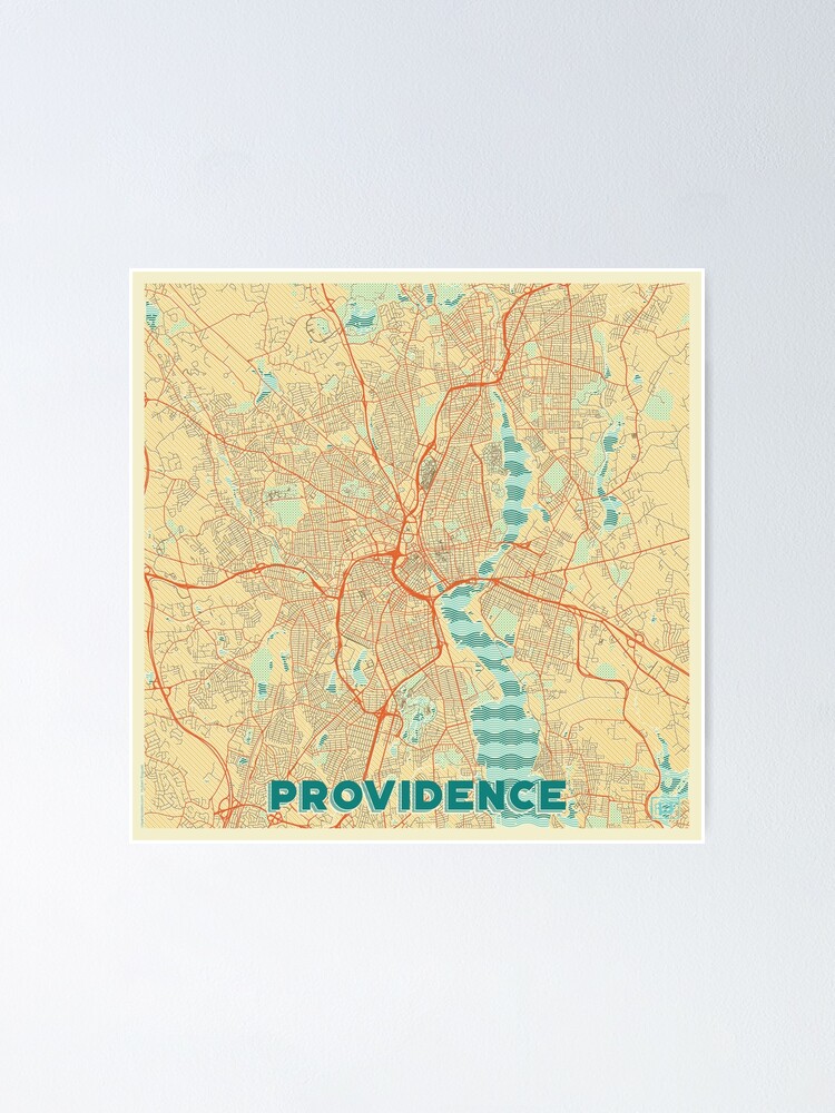 Alternate view of Providence Map Retro Poster