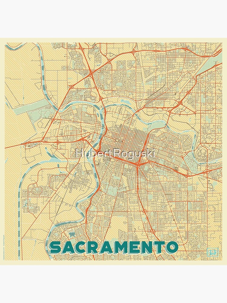Sacramento Map Retro by HubertRoguski
