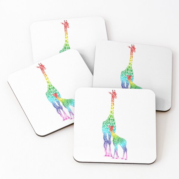 Item preview, Giraffe and giraffe - rainbow colorized version designed and sold by SylvieG18.