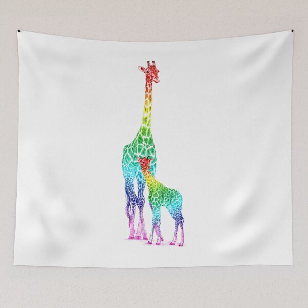 Item preview, Giraffe and giraffe - rainbow colorized version designed and sold by SylvieG18.