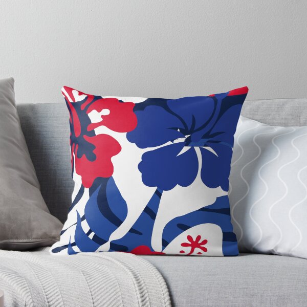 Item preview, Red White and Hibiscus Bloom Flower Power Seamless Repeat Pattern designed and sold by ClaudiaFlores.