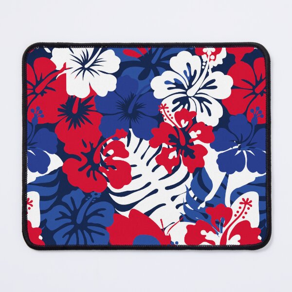 Item preview, Red White and Hibiscus Bloom Flower Power Seamless Repeat Pattern designed and sold by ClaudiaFlores.