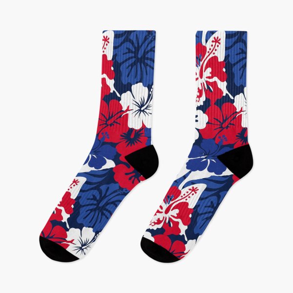 Item preview, Red White and Hibiscus Bloom Flower Power Seamless Repeat Pattern designed and sold by ClaudiaFlores.
