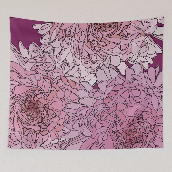 Item preview, Beautiful Pattern with lovely dahlias in pink, red and purple tones designed and sold by marina63.
