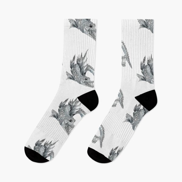 Item preview, Collection of Curious Creatures: Crocodile Icefish black and white designed and sold by iduzarts.