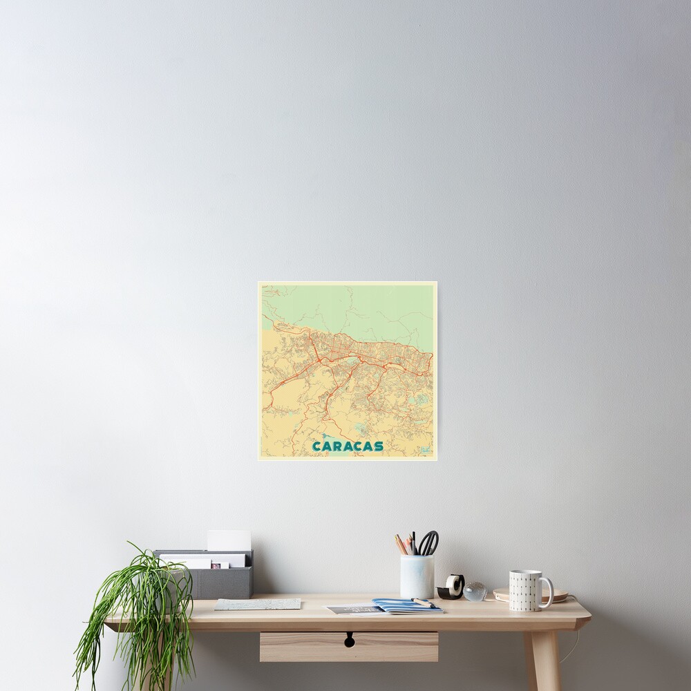 Caracas Map Retro Poster