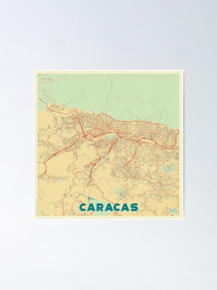 Alternate view of Caracas Map Retro Poster