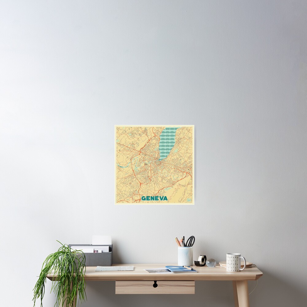 Geneva Map Retro Poster