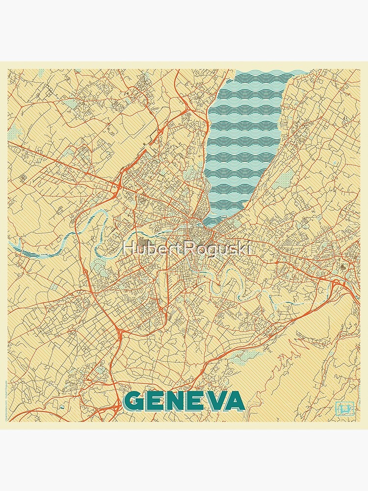 Geneva Map Retro by HubertRoguski