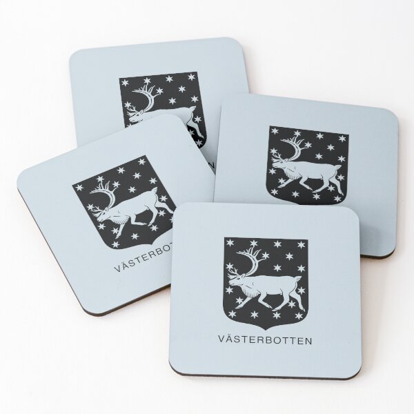 Item preview, Reindeer and Stary Night Sky, the Coat of Arms of Västerbotten, Sweden, Black Print (Svenska Landskap)  designed and sold by Landskapsbutiken .com.