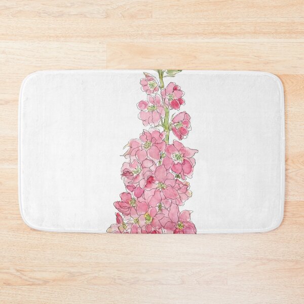 Item preview, hand painted pink larkspur flowers watercolor and ink  designed and sold by ColorandColor.