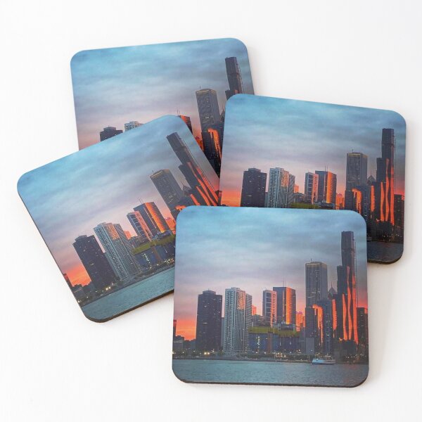 Item preview, Chicago sunset on the Vista Tower designed and sold by MiddleJourney.