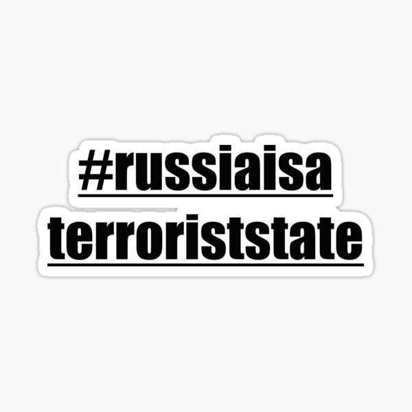 Vista previa del artículo con la obra «Rusia es un estado terrorista», diseñado y vendido por Ketrinartistka.