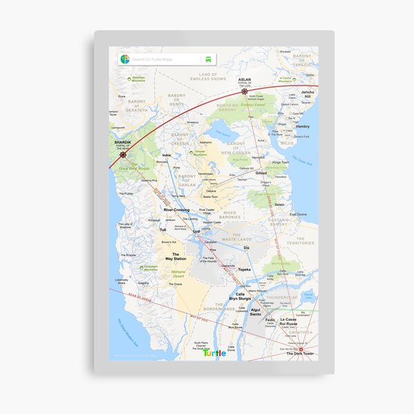 The Dark Tower - 'Turtle Maps App' Mid-World Map Metal Print