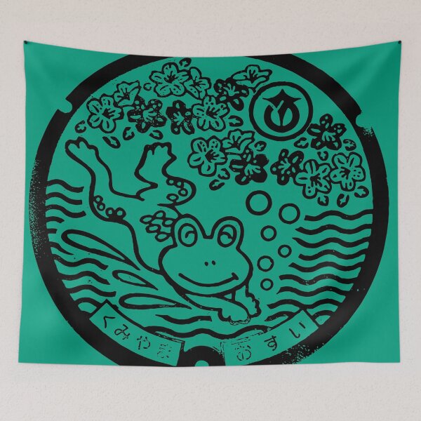 Item preview, Frog leaping on manhole in Japan - Black designed and sold by mattraski.