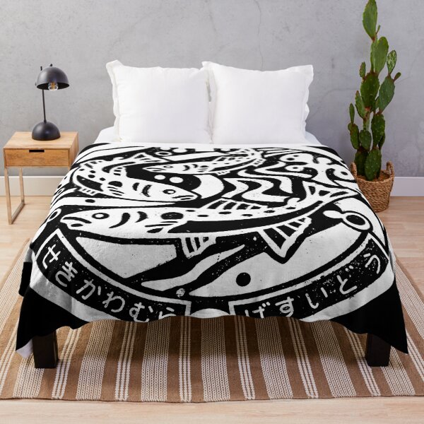 Item preview, Fish in stream on Manhole in Japan - White designed and sold by mattraski.