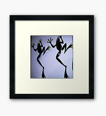 Frog plaques on wall of gift shop Framed Print