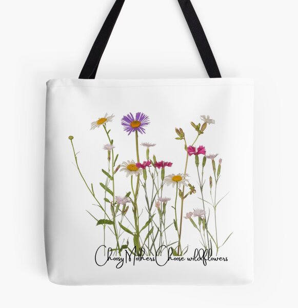 Floral Tote Bag - Flower, Wildflower, Canvas Tote Bag with Zipper, Large,  Fabric Shoulder Bag