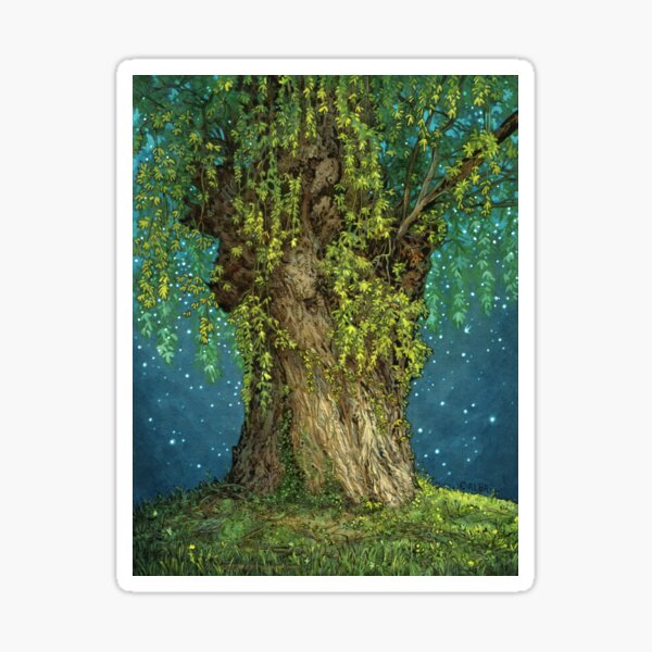 Once Upon a Tree - Magical Willow Tree Illustration Sticker