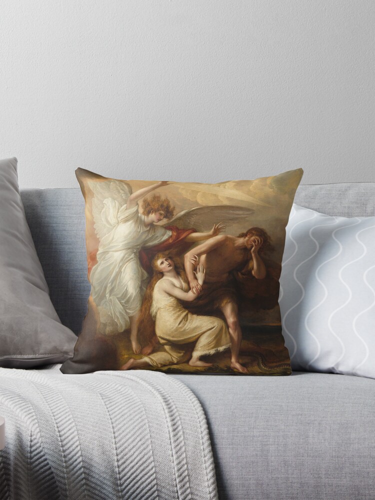 The Expulsion of Adam and Eve from Paradise Benjamin West 1791 Biblical Art Pillow for Sale by CJET Redbubble