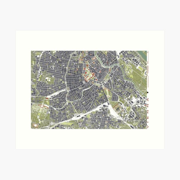 Item preview, Vienna map engraving designed and sold by PlanosUrbanos.