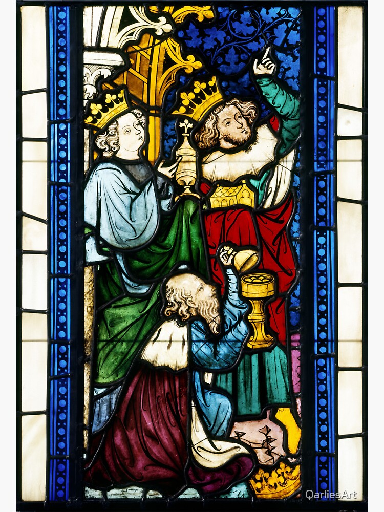 Autocollant amovible Adoration des Mages vitrail gothique 40x30 cm