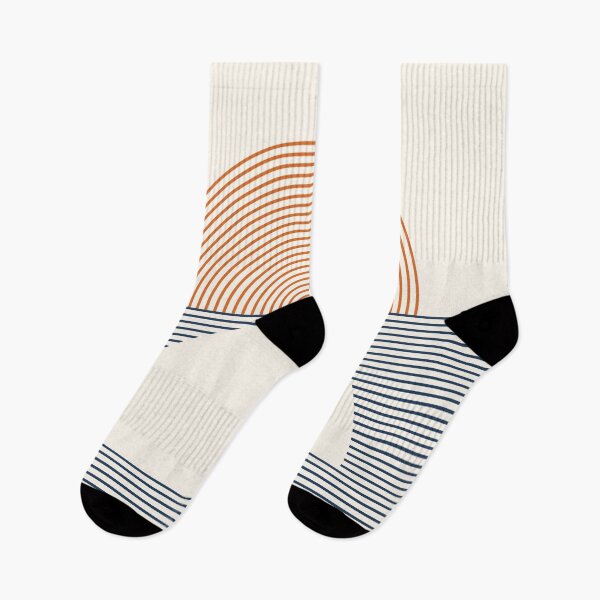 Item preview, Geometric Lines Design 7 in Shades of Navy Blue Orange (Sunrise and Sunset) designed and sold by nineFlorals.