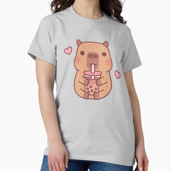Vista previa del artículo con la obra «Lindo pequeño carpincho ama el té de burbujas», diseñado y vendido por rustydoodle.