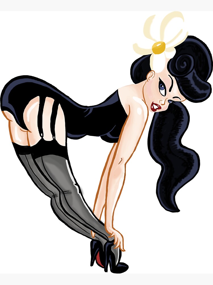 Sexy Brunette Cartoon Pinup in Lingerie Magnet