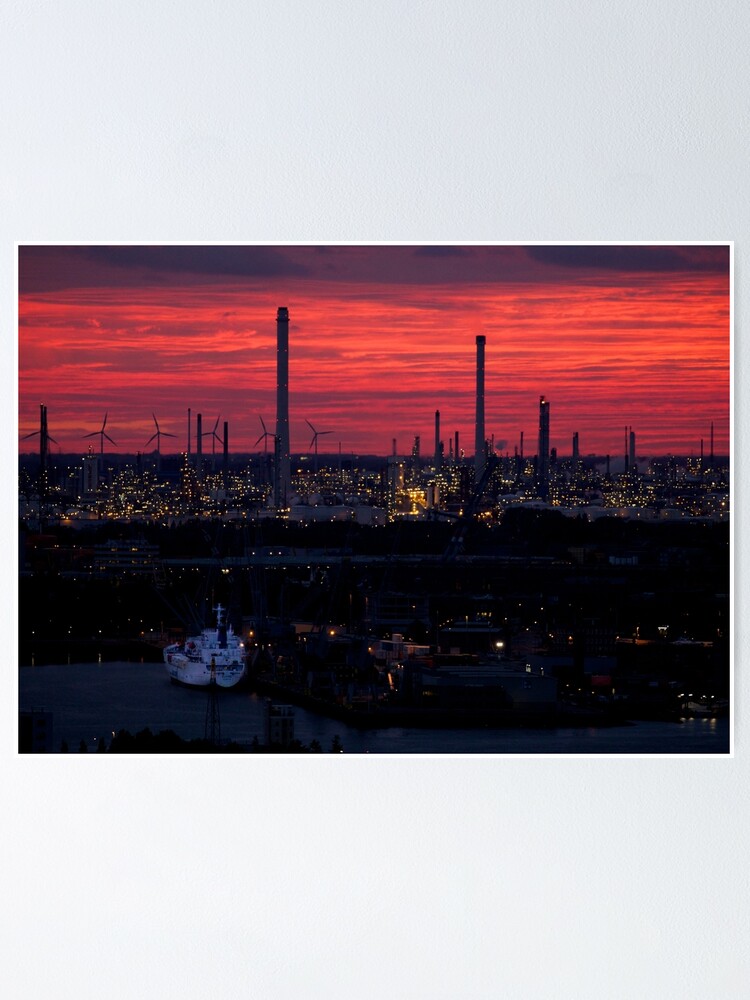 Alternate view of Rotterdam Harbour Skyline at Sunset, from Euromast Poster