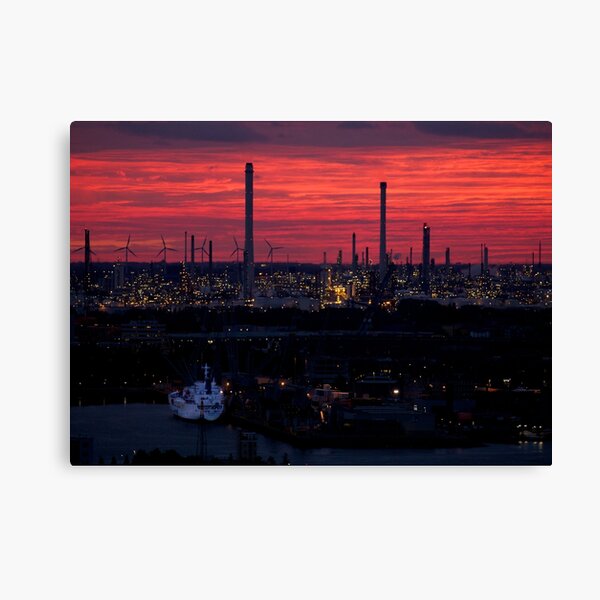 Rotterdam Harbour Skyline at Sunset, from Euromast Canvas Print