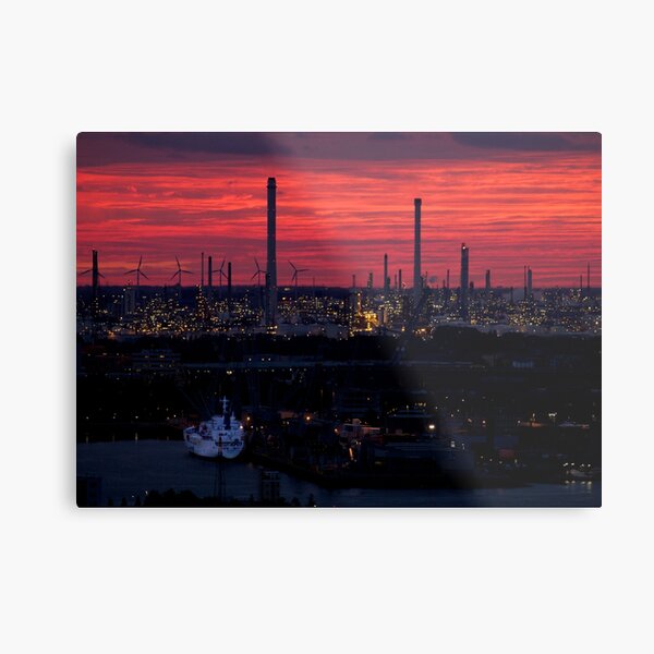 Rotterdam Harbour Skyline at Sunset, from Euromast Metal Print