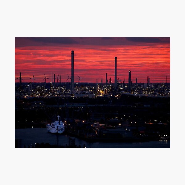 Rotterdam Harbour Skyline at Sunset, from Euromast Photographic Print