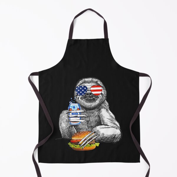 Item preview, Sloth 4th of July Sloth Drinking Beer Eating Hamburger Sloth T Shirt designed and sold by Knight-Saverin.