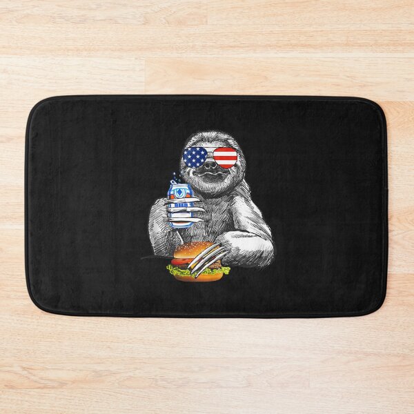 Item preview, Sloth 4th of July Sloth Drinking Beer Eating Hamburger Sloth T Shirt designed and sold by Knight-Saverin.