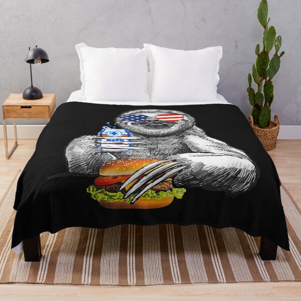 Item preview, Sloth 4th of July Sloth Drinking Beer Eating Hamburger Sloth T Shirt designed and sold by Knight-Saverin.