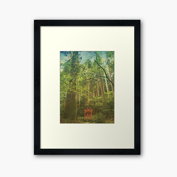 Shinto Shrine Deep In the Forest Framed Art Print