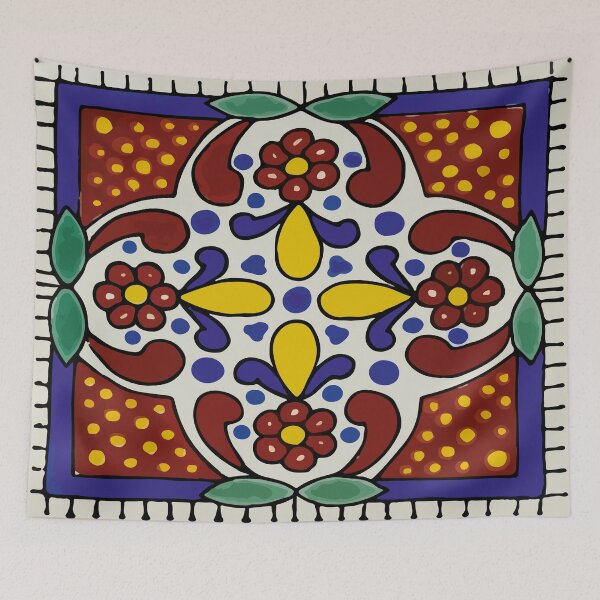Artikelvorschau, Punkte Blumen Volkskunst rustikale Talavera-Fliesen mexikanischer typischer Backsplash entworfen und verkauft von T-Mex.