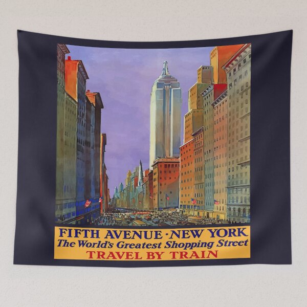 Item preview, Fifth Avenue New York Travel - Retro Train Travel Enhanced Reproduction designed and sold by molamode.