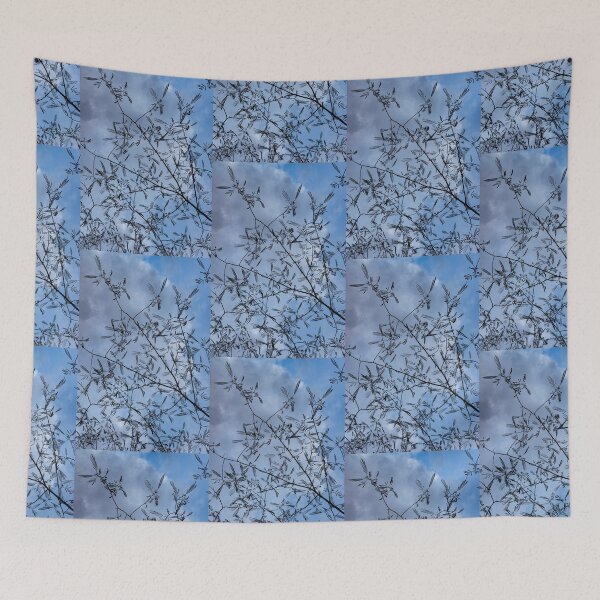 Item preview, Graceful Lace in the Sky - Mimosa Leaves and Buds Against Dusk Clouds - Vertical View Upwards Right designed and sold by Georgia Mizuleva.