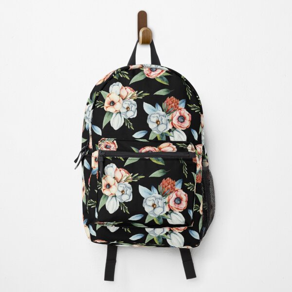 Item preview, Ebony Florals Pink, Peach, Blue, Black Pattern designed and sold by SageStoneCo.