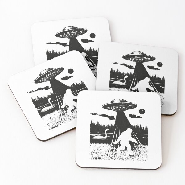Item preview, Bigfoot UFO Abduction Silhouette Funny Sasquatch Aliens designed and sold by adxota.